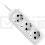 Удлинитель Defender R330 16 А, 3 роз х 2 м, белый, фото 1