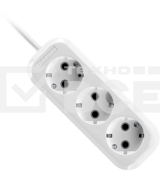 Удлинитель Defender R330 16 А, 3 роз х 2 м, белый