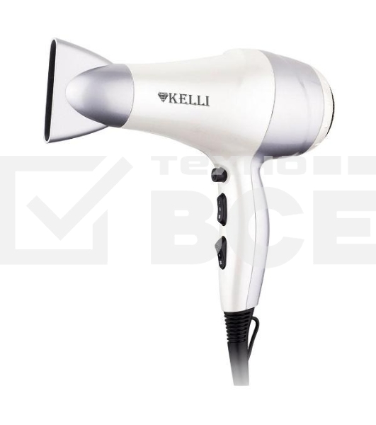 Фен Kelli KL-1110 белый/серебристый, 2400 Вт