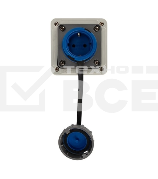 Розетка настенная Rexant влагозащищенная с крышкой 16 А, 2Р+РЕ, IP68