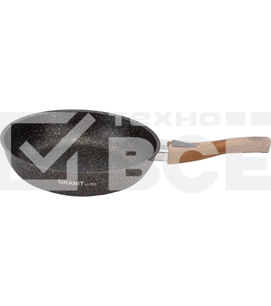 Сковорода Kukmara Granit ultra сго262а, 26 см, съемная ручка, без крышки, серый