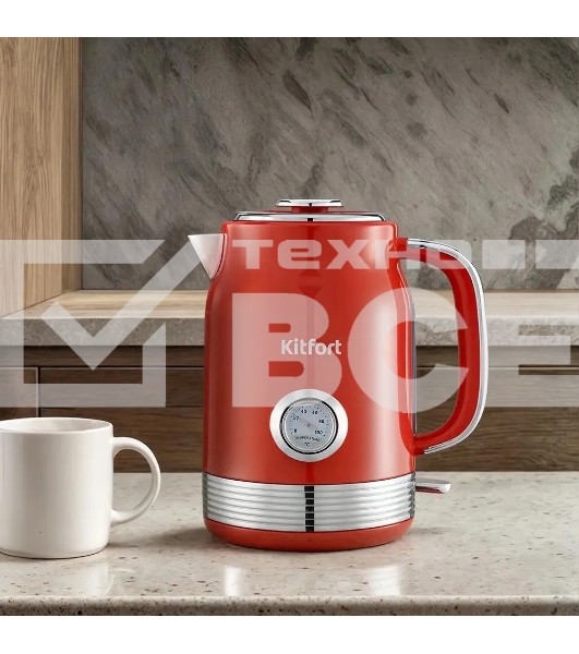 Чайник электрический Kitfort КТ-6791 1.7л. 2200Вт красный/серебристый корпус: металл/пластик