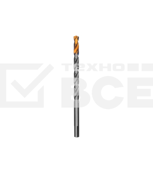 Сверло спиральное по металлу Denzel 10 х 184 мм, Р6М5, Golden Tip, удлиненное