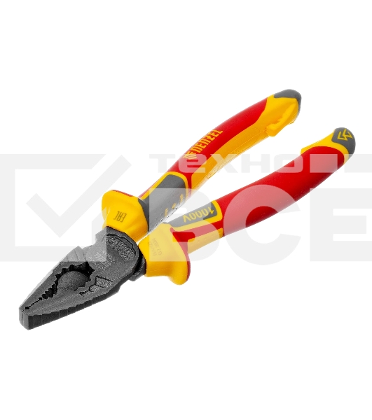 Плоскогубцы комбинированные Denzel диэлектрические трехкомпонентные рукоятки до 1000 В, 180 мм