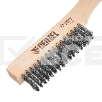 Щетка зачистная Denzel 4-х рядная, прямая проволока из нержавеющей стали с деревянной ручкой, EFP, фото2