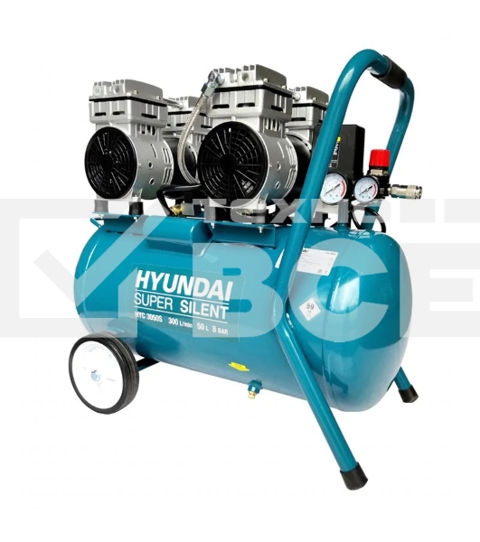 Компрессор поршневой Hyundai HYC 3050S безмасляный, 300 л/мин, 50 л, 2000 Вт