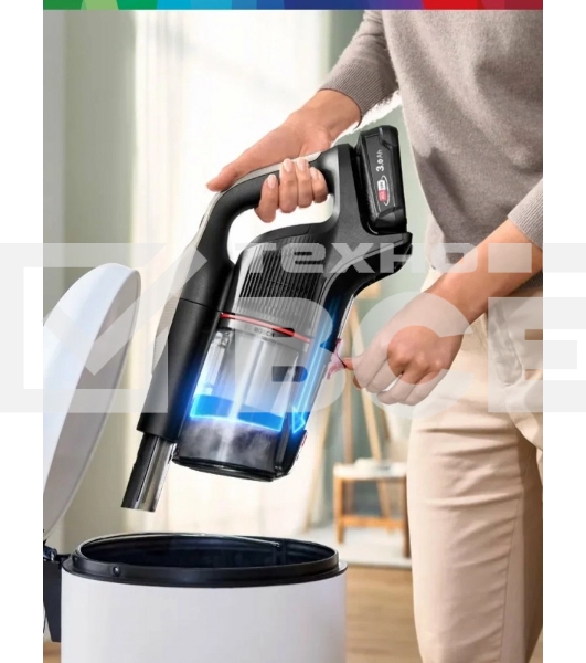 Пылесос вертикальный Bosch BCS931GAC серый, питание от аккумулятора, уборка сухая, пылесборник 0.4 л