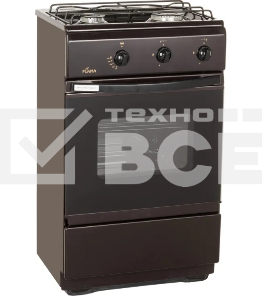 Плита газовая Flama CG 3202 B коричневый, конфорок 2 шт, духовка 30 л, 50 см x 85 см x 35 см