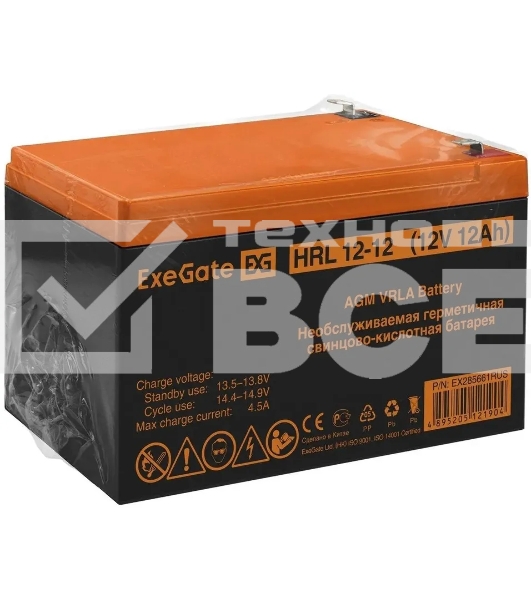 Батарея для ИБП ExeGate EX285661RUS HRL 12-12 (12V 12Ah 1251W, клеммы F2)
