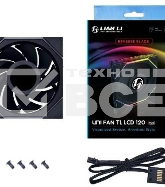 Вентилятор для корпуса Lian Li Uni Fan TL 120 LCD Reverse ARGB черный, 120 мм, 1900 об/мин, 31 дБ, 7 pin