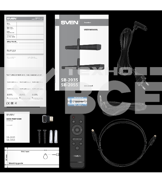 Саундбар SVEN SB-2055, черный, (80 Вт, Bluetooth, HDMI, ПДУ, Optical, USB, дисплей)
