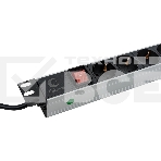 Блок силовых розеток Cabeus, Shuko х 8, вход IEC 320 C14, для шкафов, шнур 2 м, 50х490х50 мм (ВхШхГ), 10А, выключатель, черный, фото3