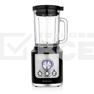 Блендер стационарный BRAYER BR1200BK 1800 Вт, стекл., 1,8 л, 6 титан. ножей, импульс, колка льда, серебристо-черный