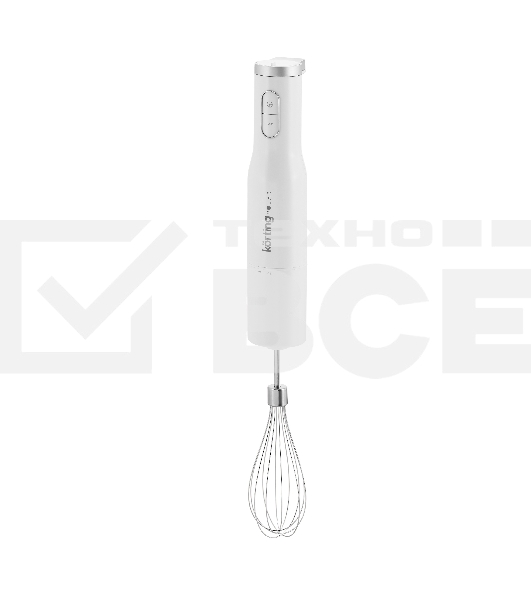 Погружной блендер KORTING KHB 0311 Polar, мощность 1200 Вт,объем чаши 500 мл, механическое/кнопочное управление, 4 насадки (блендер, измельчитель, миксер, насадка для пюре), 6 скоростей, турборежим, белый