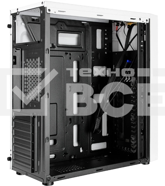 Компьютерный корпус Ginzzu A390 белый Window RGb подсветка 1хUSB 3.0, 2хUSB 2.0, AU