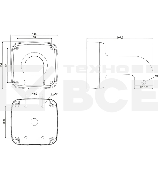 Настенный кронштейн для камер серий SD42, SD32, SD29, HDBW2, HDBW3, HDBW4, EB1 Wall Mount PFB302S