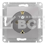 Механизм розетки 1-м СП AtlasDesign с заземл. 16А алюм. SchE ATN000343, фото 1