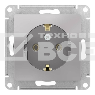 Механизм розетки 1-м СП AtlasDesign с заземл. 16А алюм. SchE ATN000343