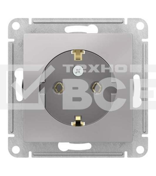 Механизм розетки 1-м СП AtlasDesign с заземл. 16А алюм. SchE ATN000343