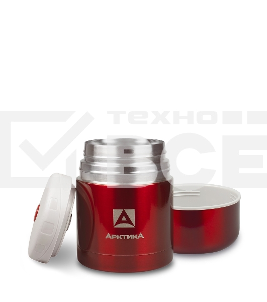 Термос Арктика 302-500 красный, широкое горло 0,5 л для супа и еды, холод/тепло 12 ч