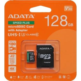 Флеш карта microSD ADATA 128Gb microSDXC Class 10 UHS-I U3 V30 A2 160/140 MB/s (SD адаптер)