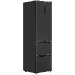 Холодильник Zugel ZRFD200B черный трехкамерный 197/85л морозилка снизу, No Frost, фото 1