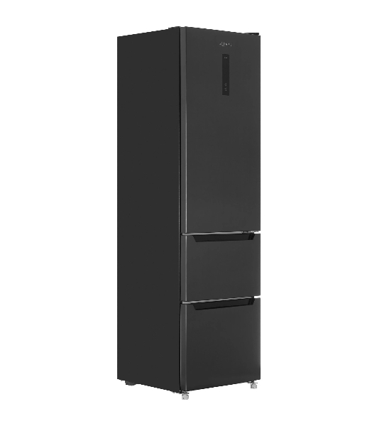 Холодильник Zugel ZRFD200B черный трехкамерный 197/85л морозилка снизу, No Frost