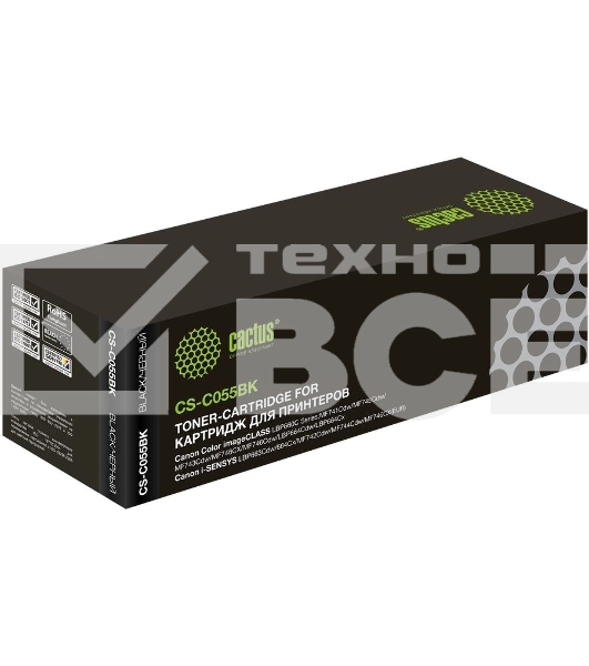 Картридж лазерный Cactus CS-C055BK черный (2300 стр.) для Canon LBP663Cdw, LBP664Cx, MF746Cx, MF742Cdw, MF744Cdw