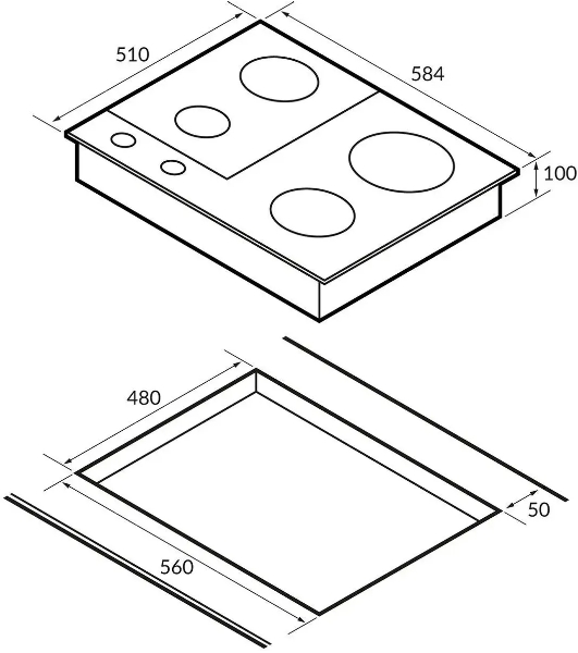 Комбинированная варочная панель HIBERG VM 6021 B независимая, черный