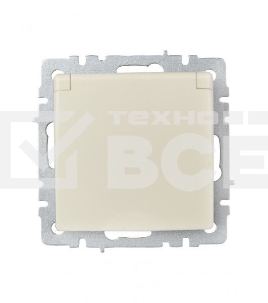 Розетка 1-местная IEK BRITE РСбш10-3-БрКр (BR-R16-16-K10) с заземлением, с защитными шторками и крышкой, 16А, IP20, бежевый