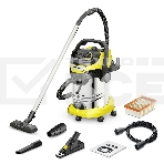 Строительный пылесос Karcher WD 6 P S V-30/6/22/T + DDC (YSY) желтый, 1300 Вт, уборка сухая/сбор воды, пылесборник мешок/контейнер, 30 л, фото 1