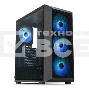 Компьютерный корпус XASTRA A406 4ARGB Black ATX/Mesh/tempered glass/4x120мм ARGB PWM fans/A406-4FC12A