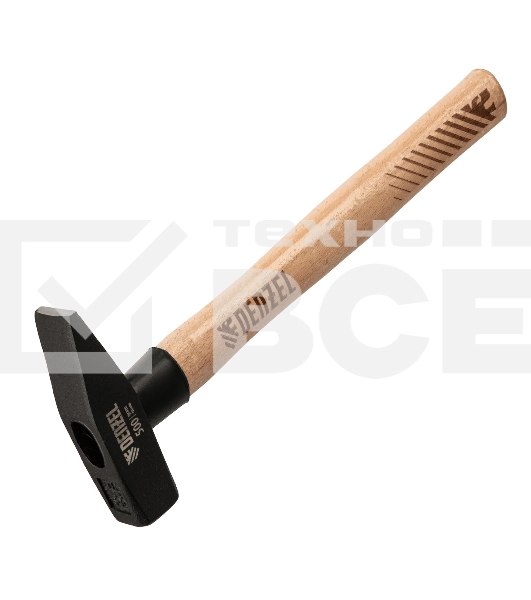 Молоток слесарный Denzel 500 г, кованый квадратный боек, буковая рукоятка