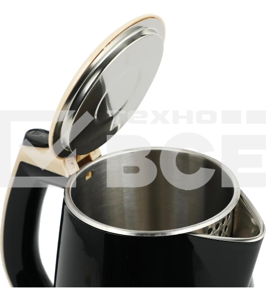 Чайник электрический Centek CT-0025 черный металл 1.8л, 1800W, двойные стенки, кнопка вкл. на ручке