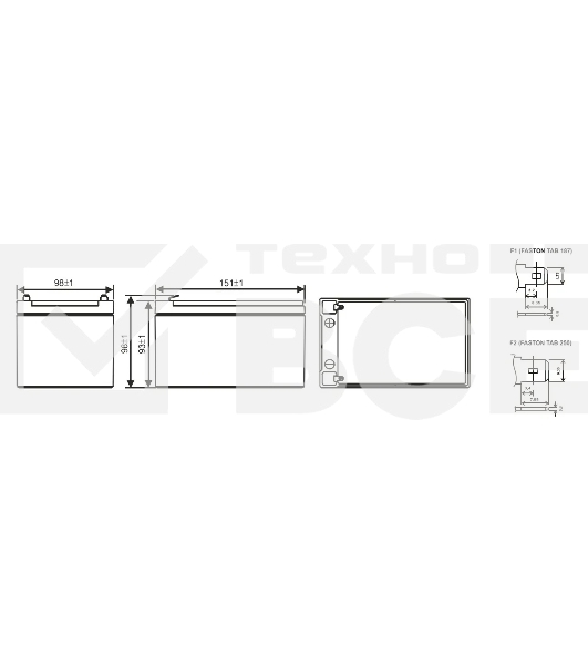 Батарея WBR GP 12120 F2 12V, 12Ah