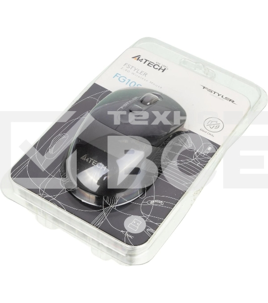 Мышь беспроводная A4Tech Fstyler FG10S черный/серый, 2000 dpi, радиоканал, USB, кнопки - 4