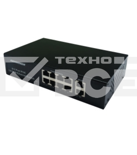 Коммутатор неуправляемый NEOMAX NMS-110PoE-100-S, 10 портов 100 Mbps, 8xPoE, металл