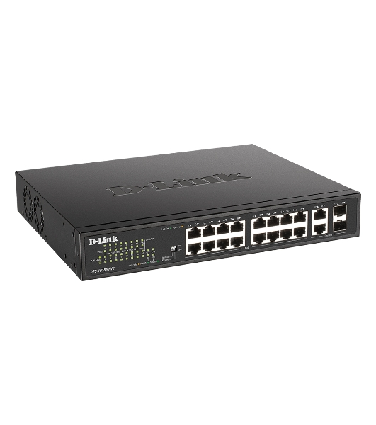 Коммутатор D-Link DES-1018MPV2/A1A, 16×100 Мбит/с + 2×1 Гбит/с Combo, неуправляемый