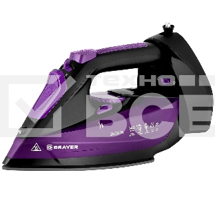 Утюг BRAYER BR4016 фиолетовый/черный, 2400 Вт, 25 г/мин, 140 г/мин, 350 мл