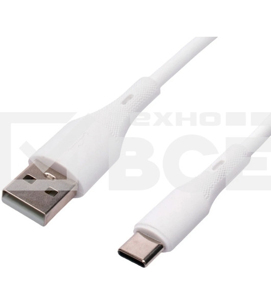Кабель USB2.0 Cablexpert CC-USB2S-AMCM-1M-W, AM/Type-C, 3А, 18Вт, QC3.0, силиконовый, медь, 1м, белый, пакет