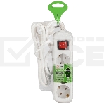 Удлинитель электрический ЭРА UDL-16-315-ES Greenline 3 розетки с заземлением с выключателем 1,5м ПВС 3x1мм2, фото2