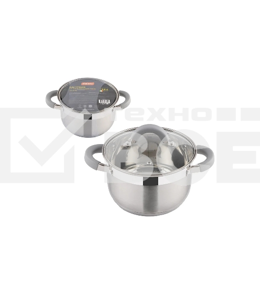 Кастрюля MALLONY Felicita нержавеющая сталь, со стеклянной крышкой, 2,9 л, d-18