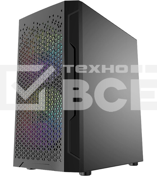 Компьютерный корпус Powercase Mistral Micro Z3B Mesh LED, Tempered Glass, 2x 140mm + 1х 120mm 5-color fan, черный, mATX (CMIMZB-L3)