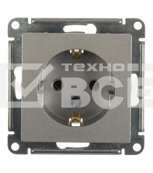 Механизм розетки 1-м СП AtlasDesign с заземл. 16А алюм. SchE ATN000343