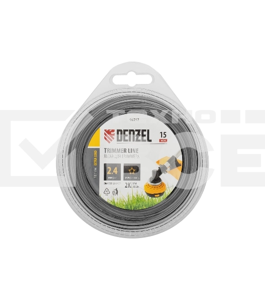 Леска для триммера Denzel двухкомпонентная звезда, 2,4мм х 15м, блистер EXTRA CORD