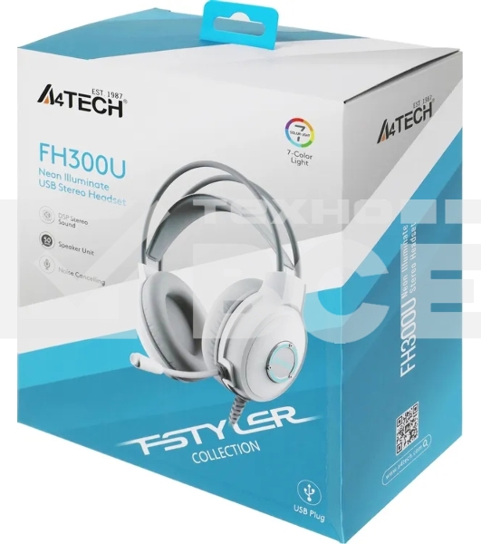 Гарнитура A4Tech Fstyler FH300U белый, проводная, подсветка