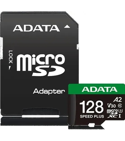 Флеш карта microSD ADATA 128Gb microSDXC Class 10 UHS-I U3 V30 A2 160/140 MB/s (SD адаптер)