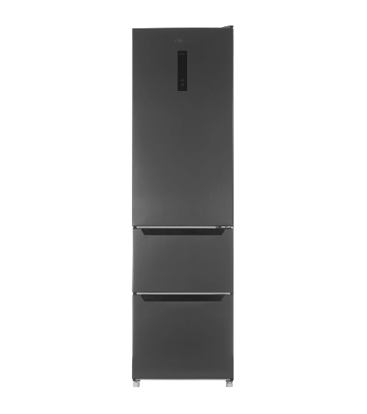 Холодильник Zugel ZRFD200B черный трехкамерный 197/85л морозилка снизу, No Frost