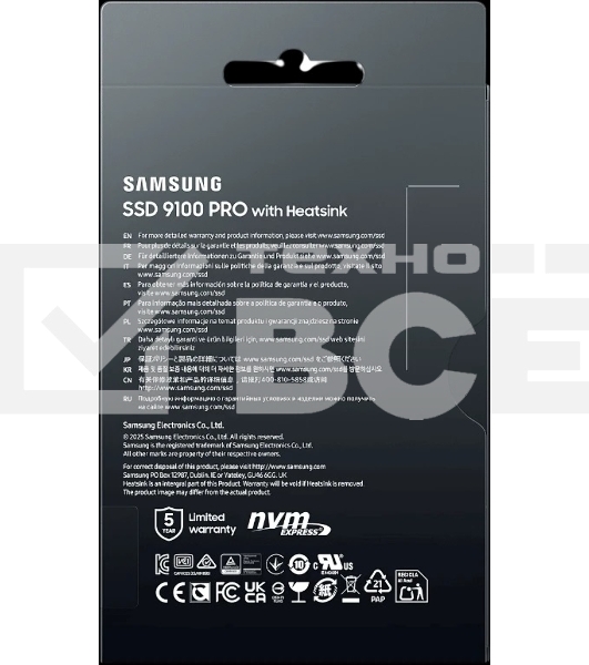 Твердотельный диск 1TB Samsung 9100 PRO, M.2, PCI-E 5.0 x4, TLC 3D NAND [R/W - 14800/13400 MB/s] с радиатором