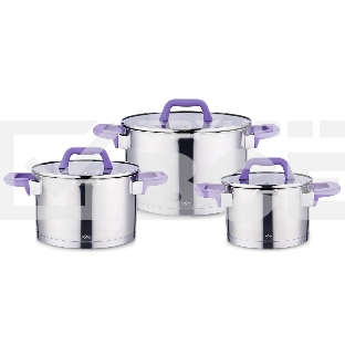 Набор посуды Lara LR02-125 Лаванда 2 л, 2,8 л, 5 л нержавеющая сталь